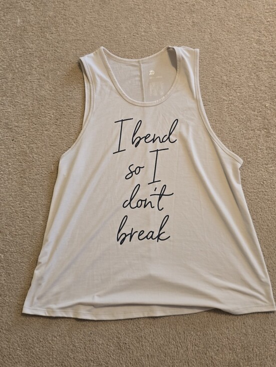 all in motion Tops - all in motion White Graphic Tank Top - "I bend so I don't break"